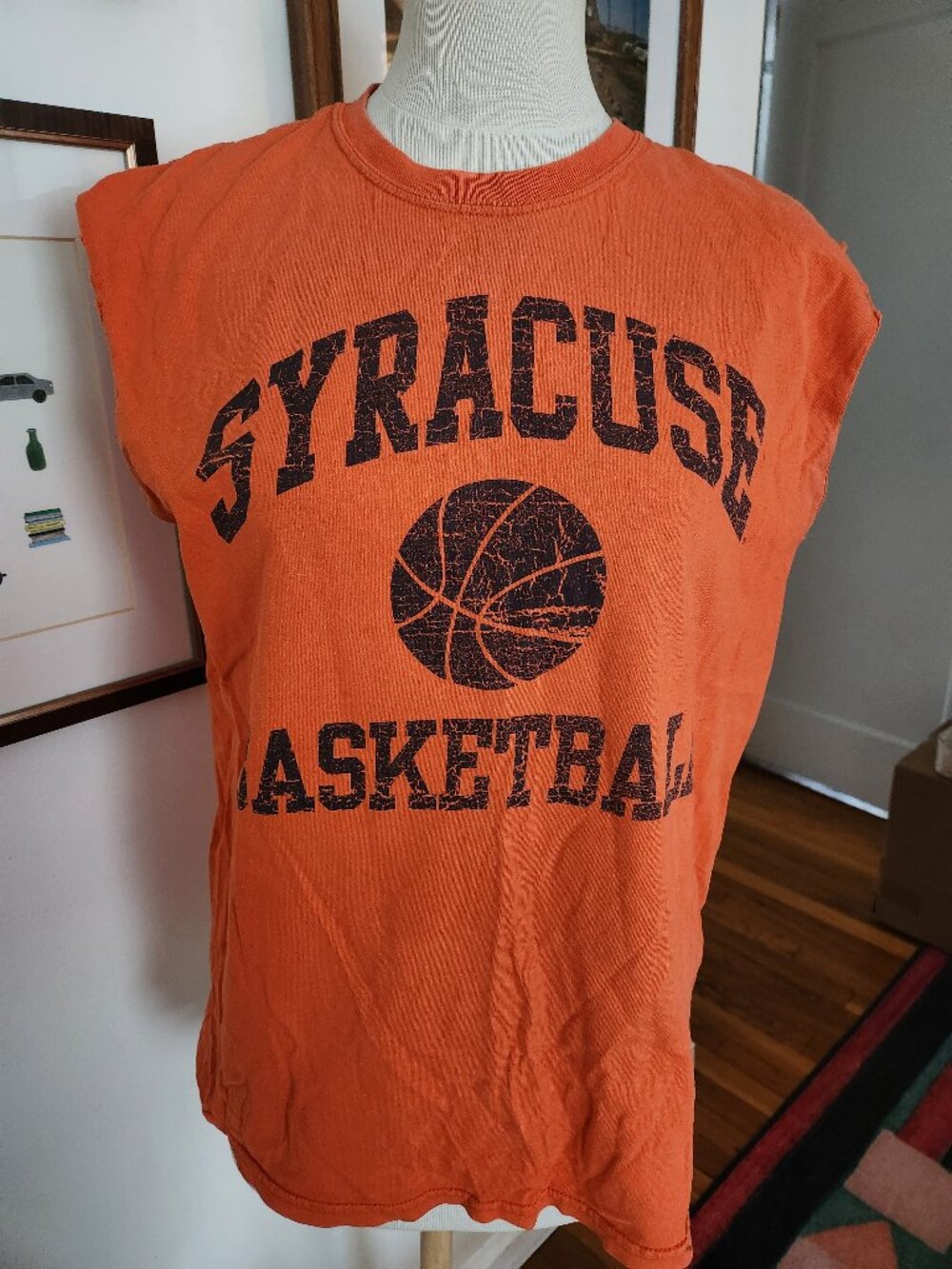 Vintage Syracuse University Basketball Men's Muscle Tee Size M Orange
